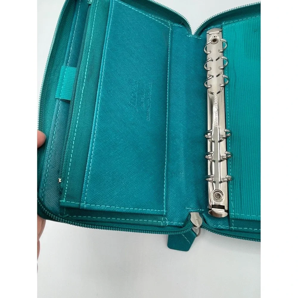 Filofax Saffiano Personal Compact Zip Organizer Aquamarine Rapesco Punch Bundle